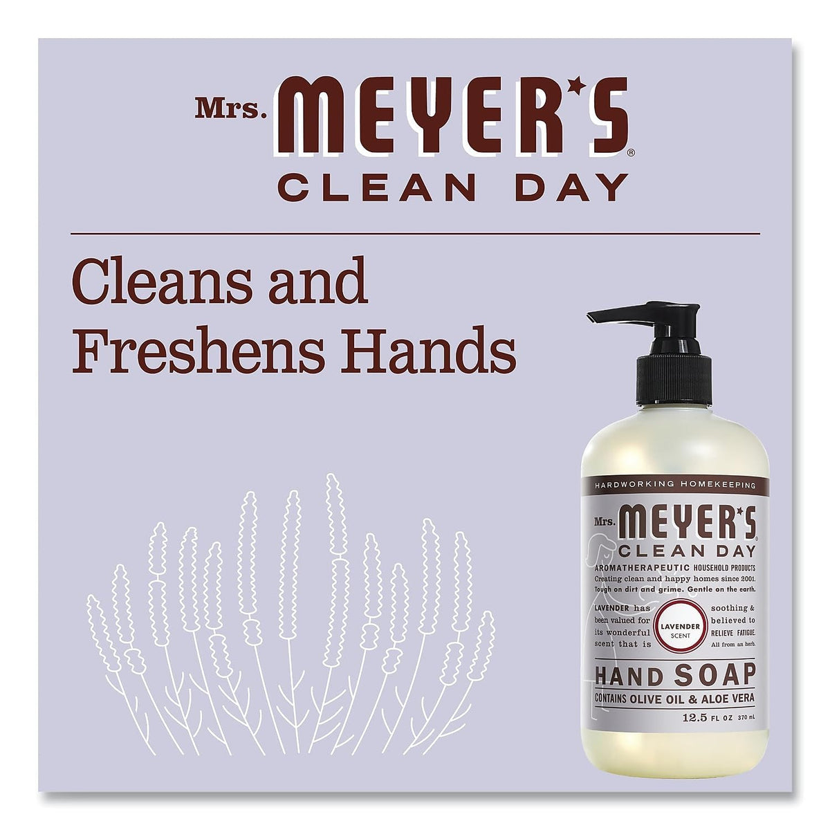 Mrs. Meyer's bottle in a bathroom lifestyle setting adding a fresh floral scent benefit