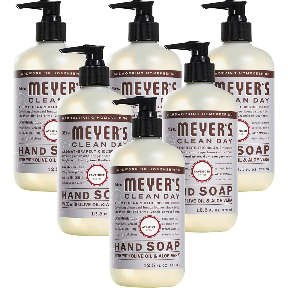 Mrs. Meyer's front packaging showing lavender bottle and readable label for easy identification