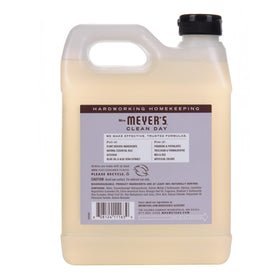 Close-up lavender sprigs with Mrs. MEYER'S bottle highlighting natural essential oil scent
