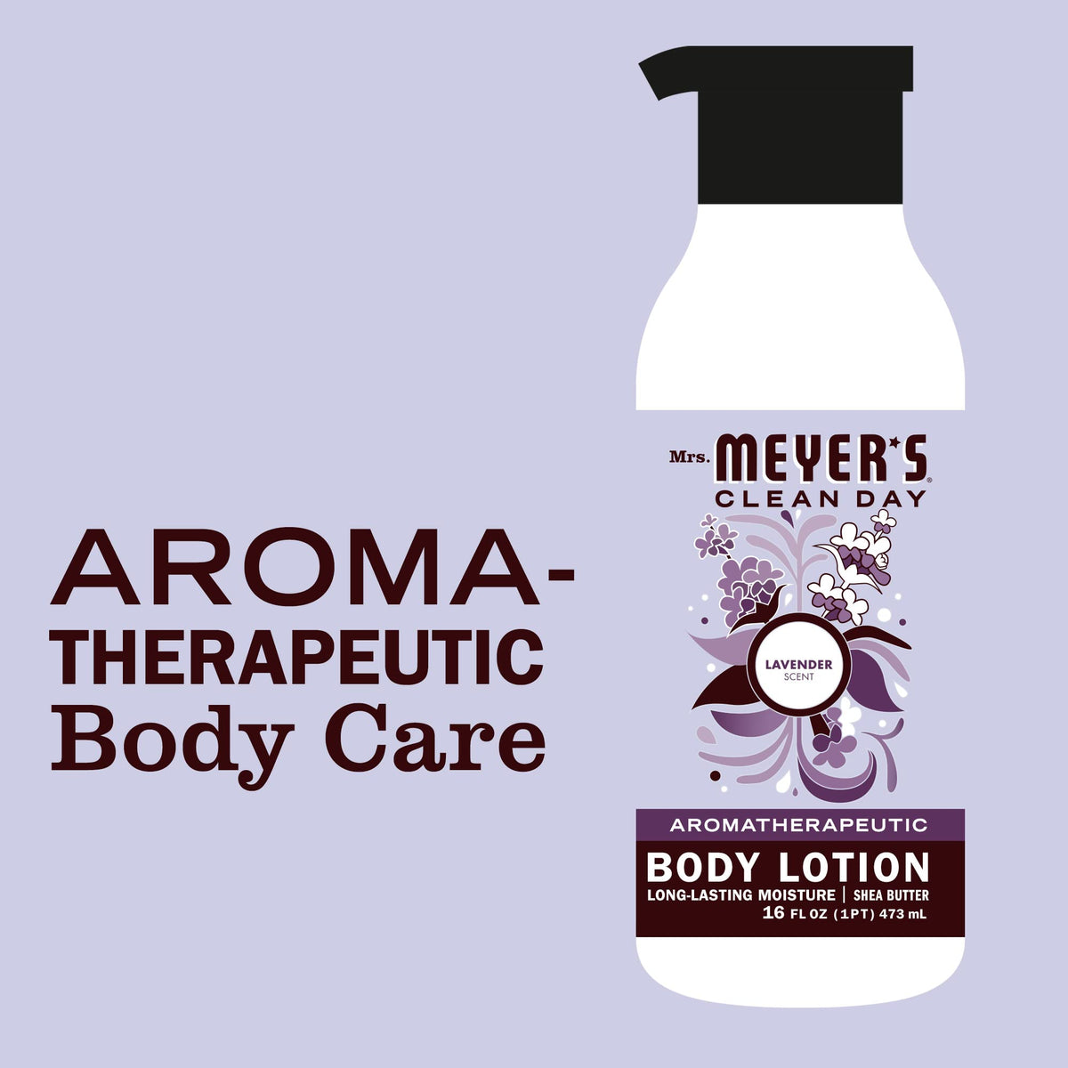 Mrs. MEYER'S bottle on bathroom vanity with lavender decor highlighting calming scent
