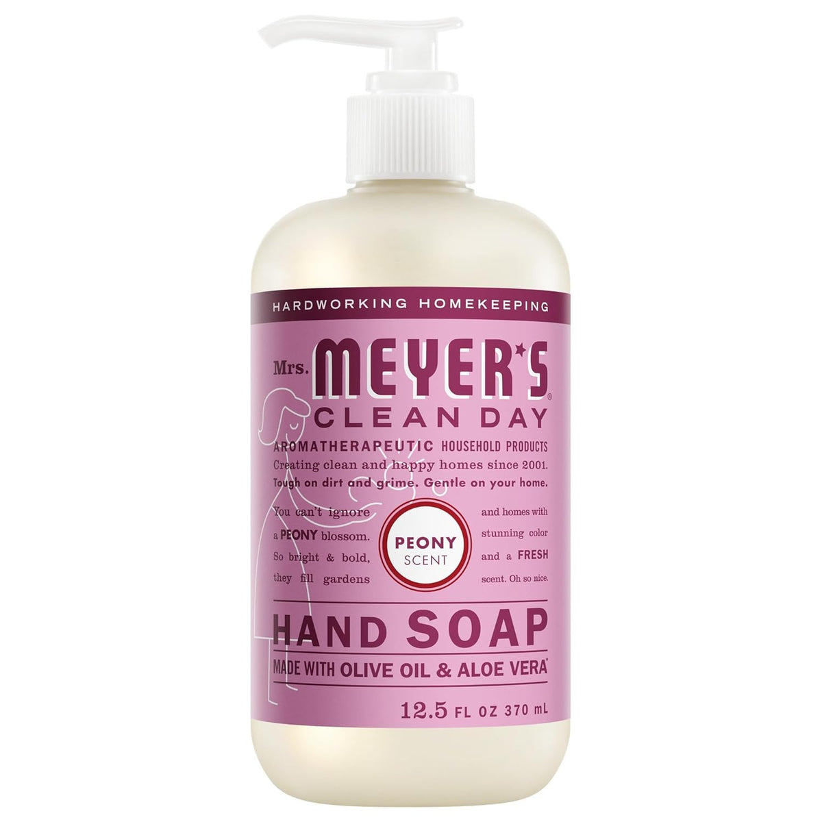 Mrs. MEYER'S Lemon Verbena bottle close-up showcasing pump and bright citrus scent appeal