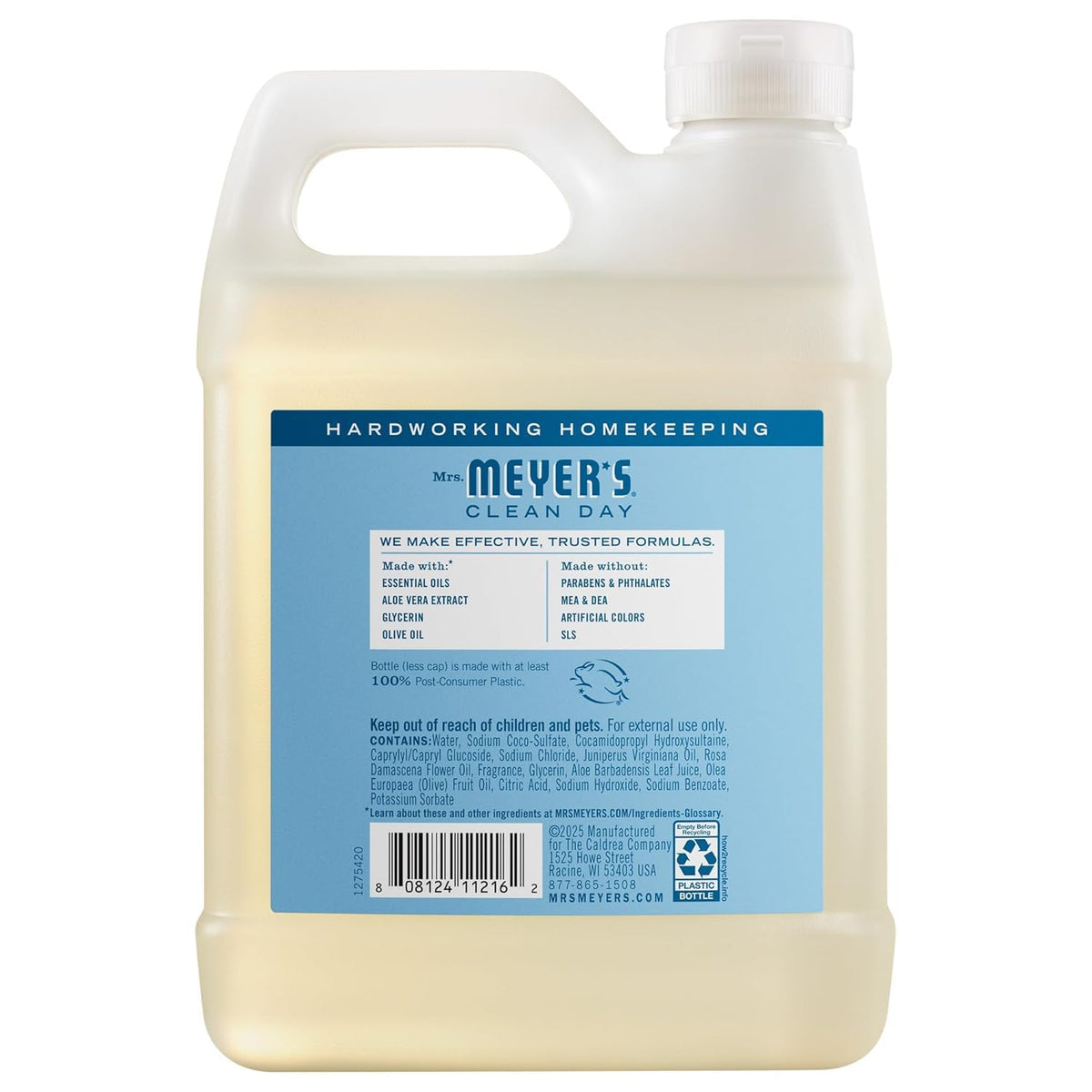 Mrs. MEYER'S Lemon Verbena pouch label detail highlighting herbal-citrus fragrance