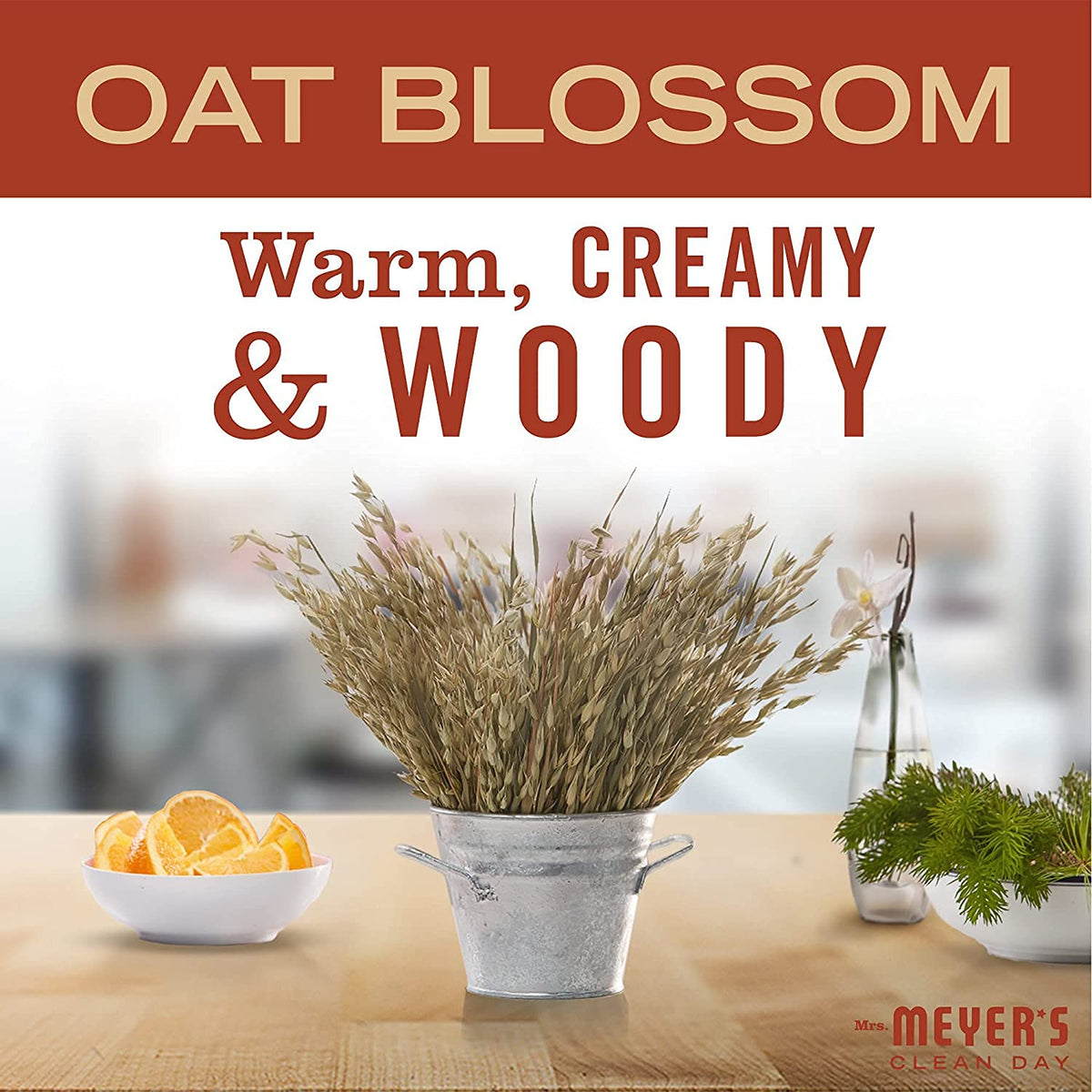 Mrs. MEYER'S refills on kitchen counter creating a fresh scented home atmosphere