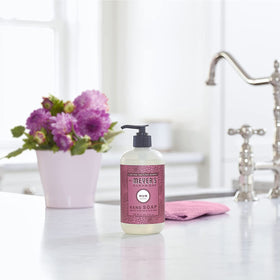 Mrs. MEYER'S gel foam texture on hand showing gentle cleansing and moisturizing
