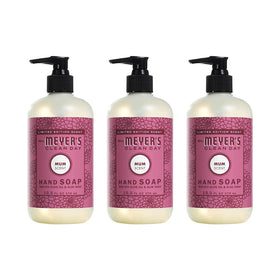 Mrs. MEYER'S front bottle view showing Mum scent and easy-pump for daily use