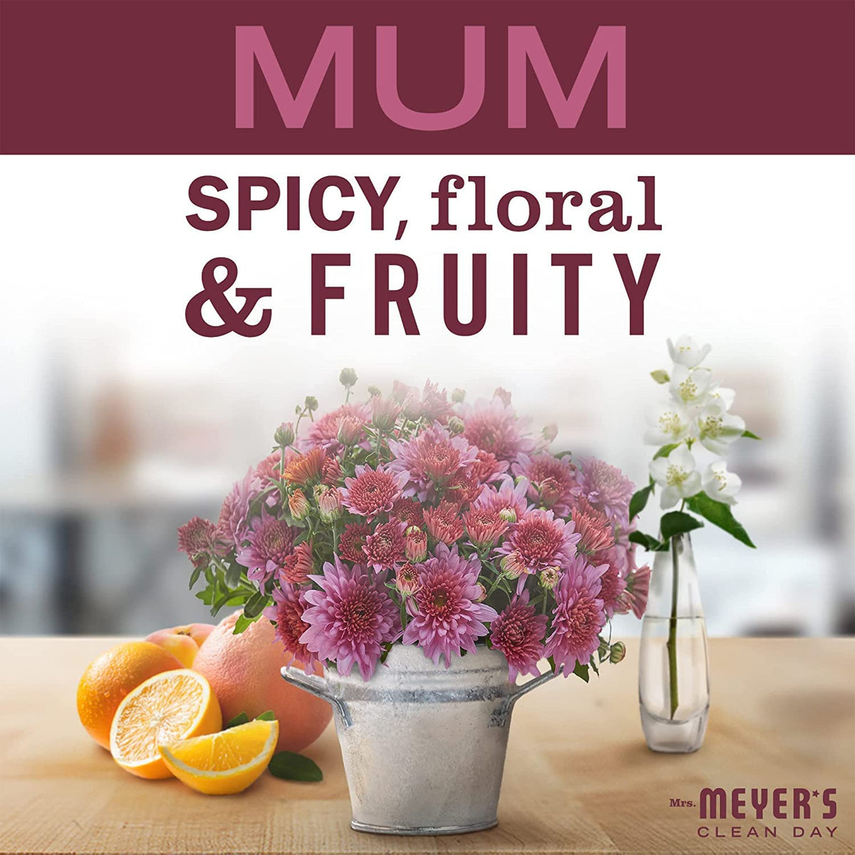 Mrs. MEYER'S label detail with ingredient callouts and clean formulation clarity