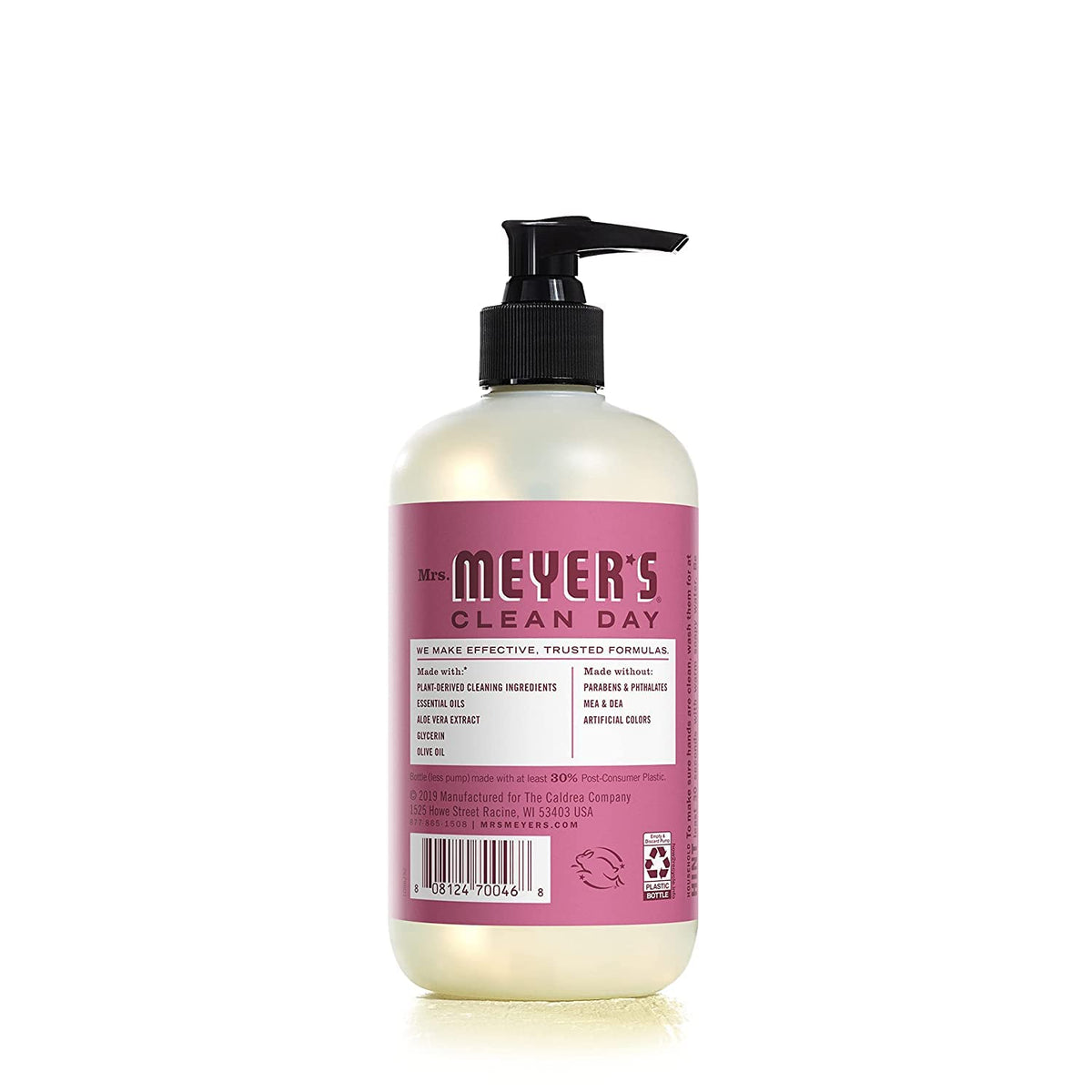 Mrs. MEYER'S pump close-up highlighting dispenser and convenient dosing benefit