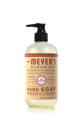 Mrs. Meyer's Oat Blossom foam texture on hand showing gentle lather and skin-softening benefit