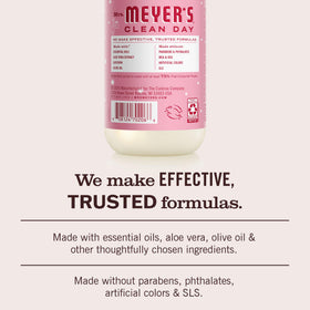 Mrs. MEYER'S ingredient list close-up showing plant-based components and transparency benefit