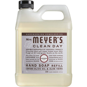 Mrs. MEYER'S soap dispensing from pump showing creamy lather and gentle cleansing action