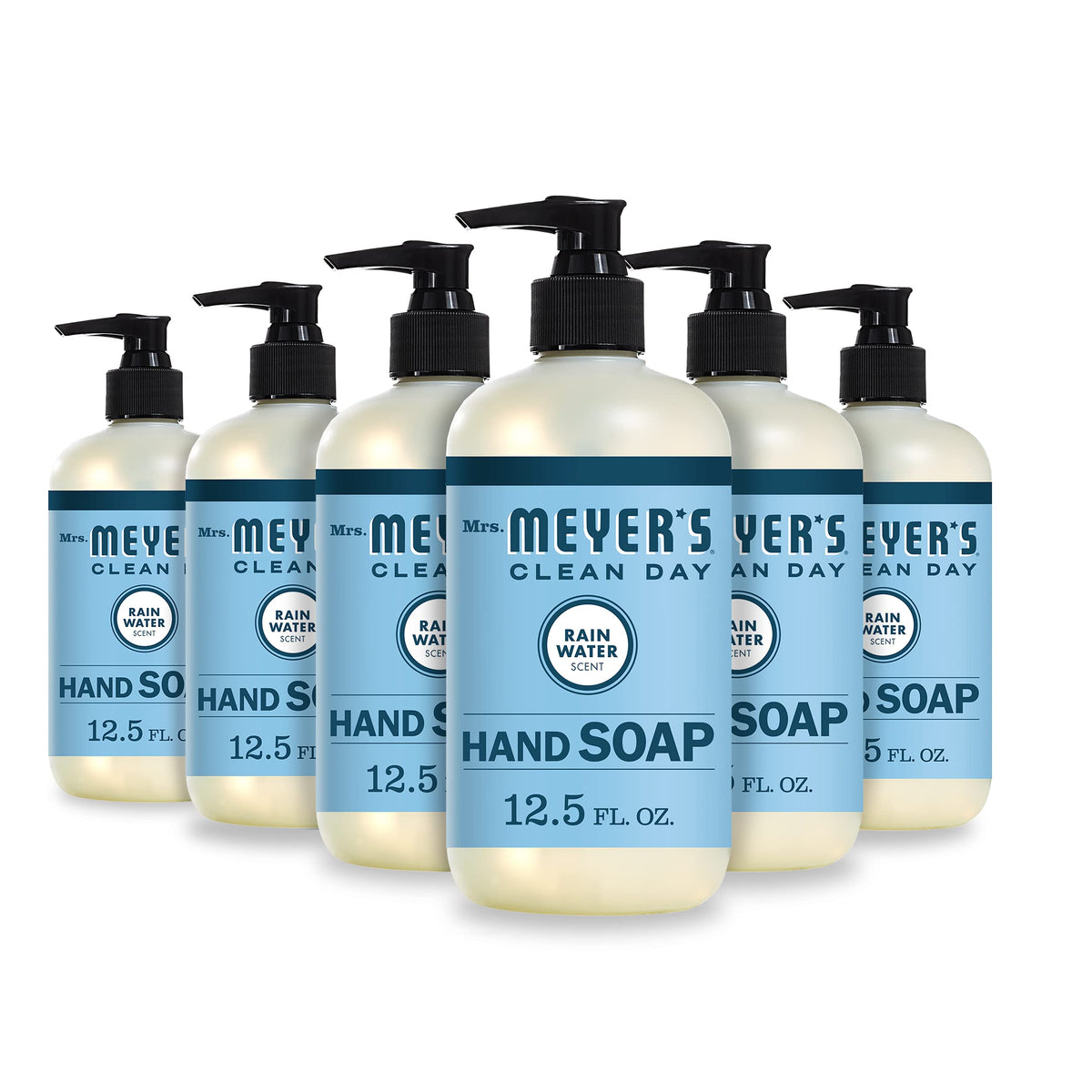 Mrs. Meyer's Rain Water front packaging showing label and volume benefit