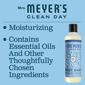 Mrs. Meyer's hand dispensing Rain Water body wash from pump for easy everyday use