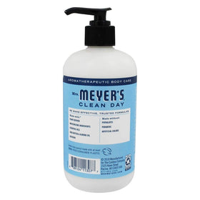 Mrs. MEYER'S lotion being dispensed into hand for quick hydration
