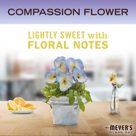 Mrs. MEYER'S recyclable packaging with label showing eco-conscious disposal benefit