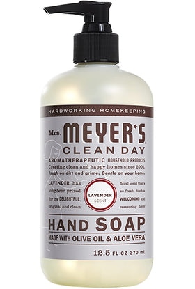 Mrs. MEYER'S refill bottle close-up highlighting pour spout and easy refill benefit