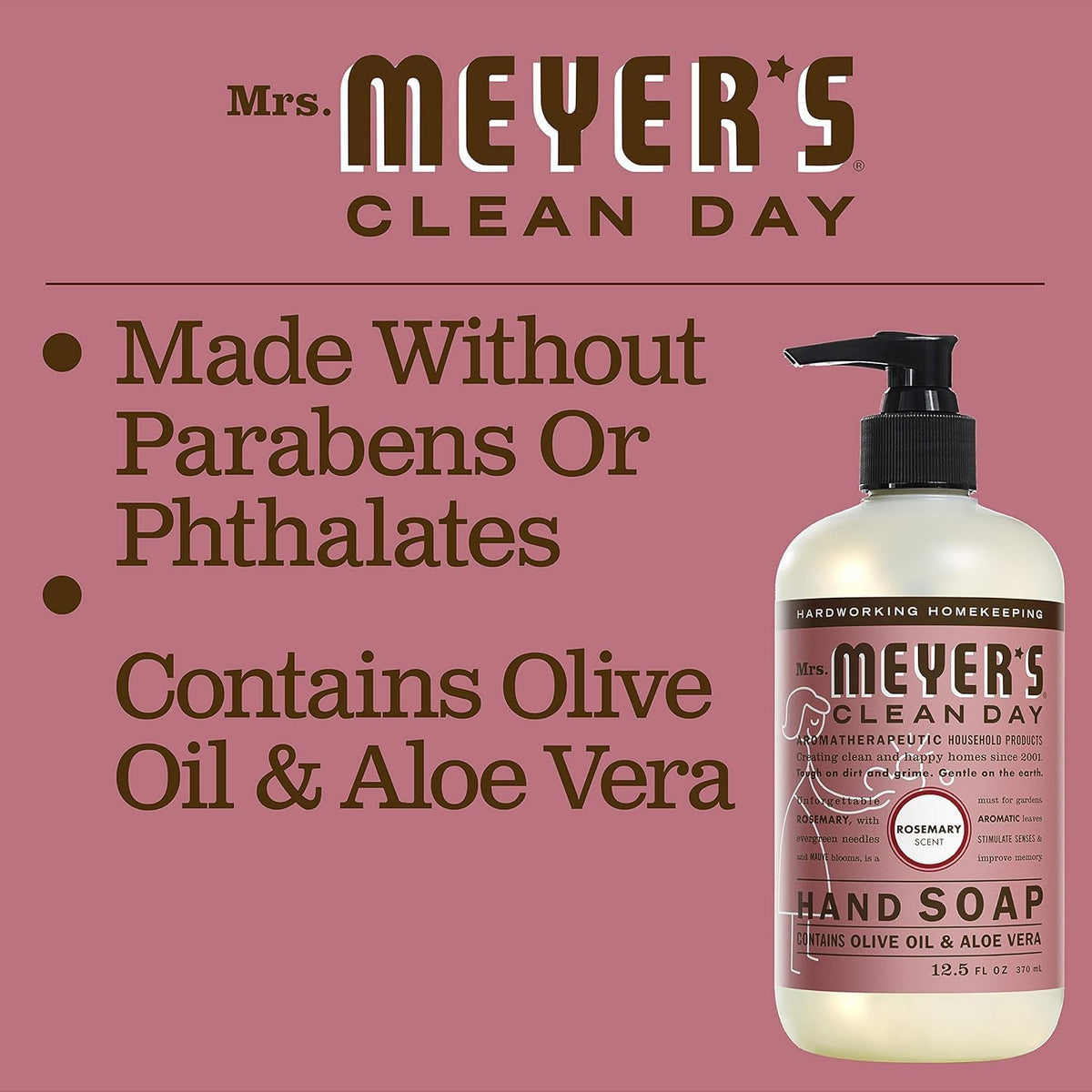 Mrs. MEYER'S bottle beside rosemary sprig, botanical scent inspiration and freshness