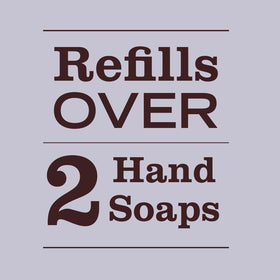 Mrs. MEYER'S refill pouch beside a soap dispenser to show scale and refill size
