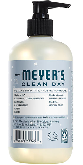 Mrs. MEYER'S hand pump in use demonstrating gentle lather and cleanliness