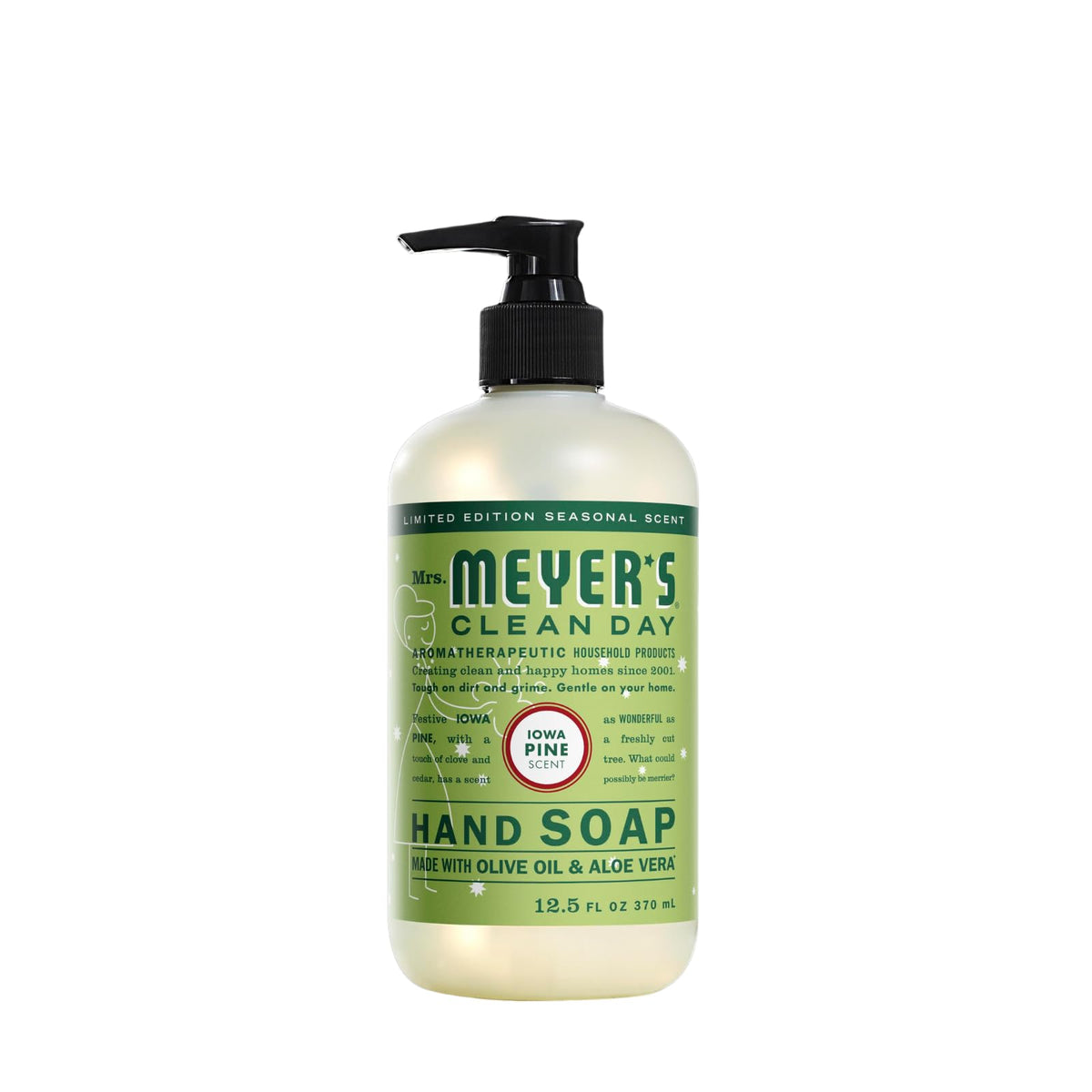 Mrs. MEYER'S label close-up showing ingredients and eco-friendly benefit