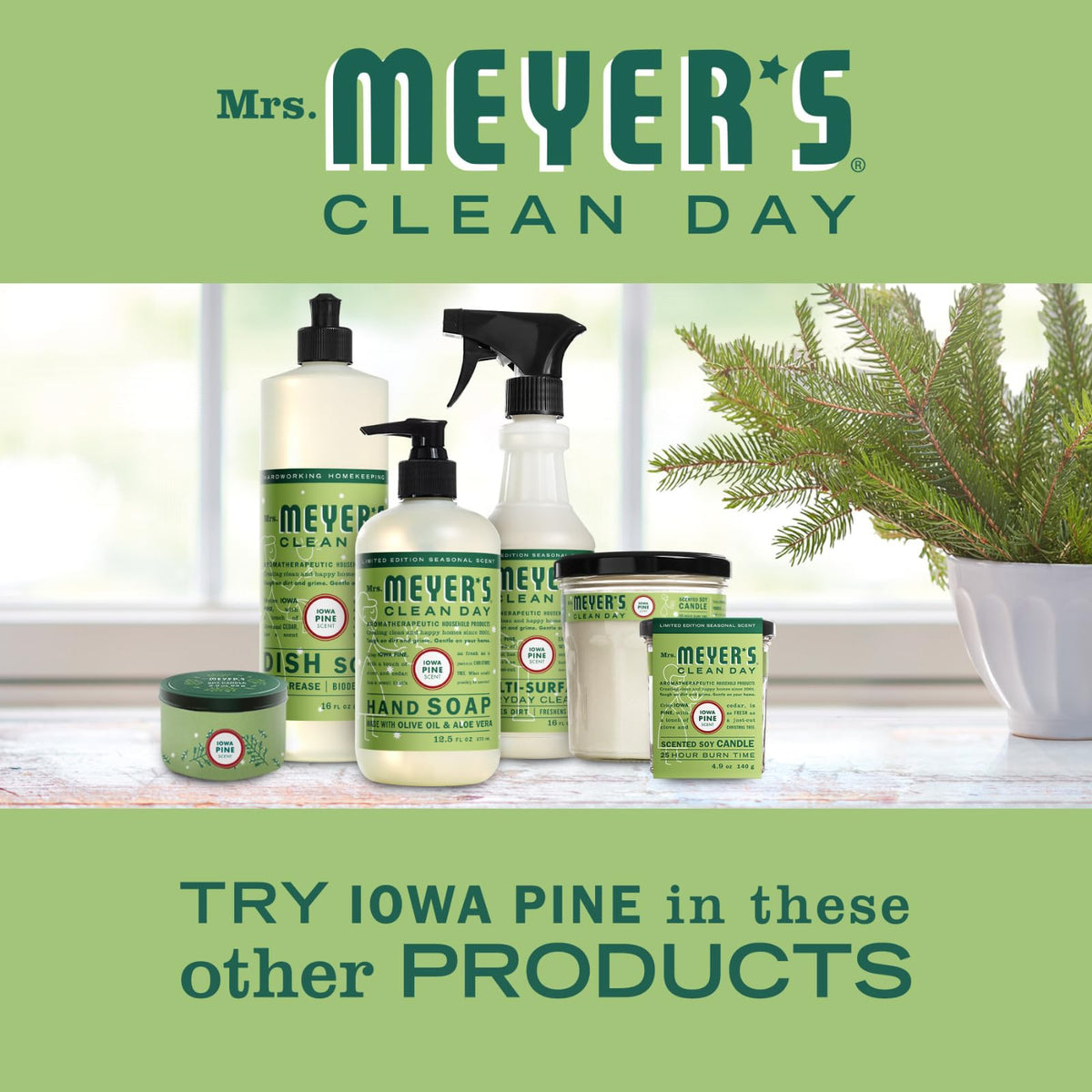 Mrs. MEYER'S pouring refill into pump bottle to reduce plastic waste