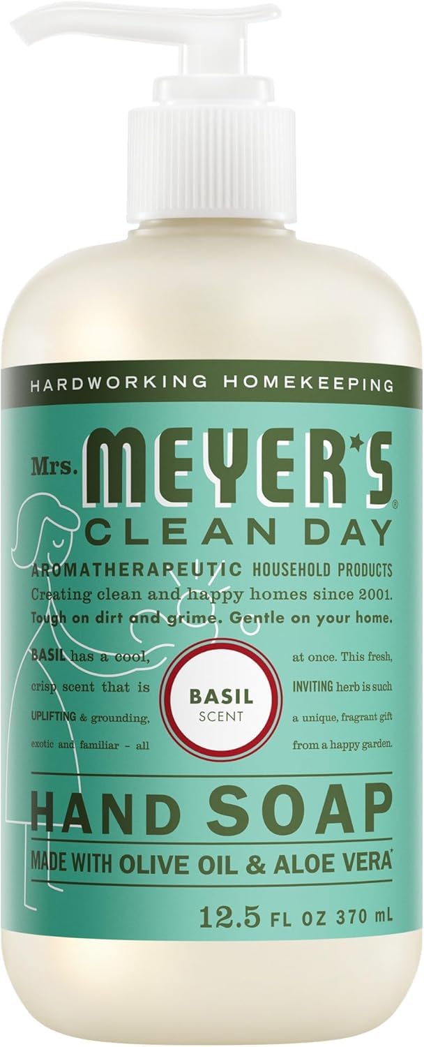 Mrs. MEYER'S soap texture with olive oil and aloe visual emphasizing moisturizing ingredients