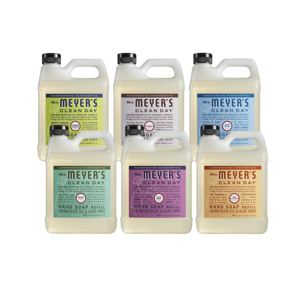 Mrs. MEYER'S front label of the six-scent refill pack showing variety and convenience
