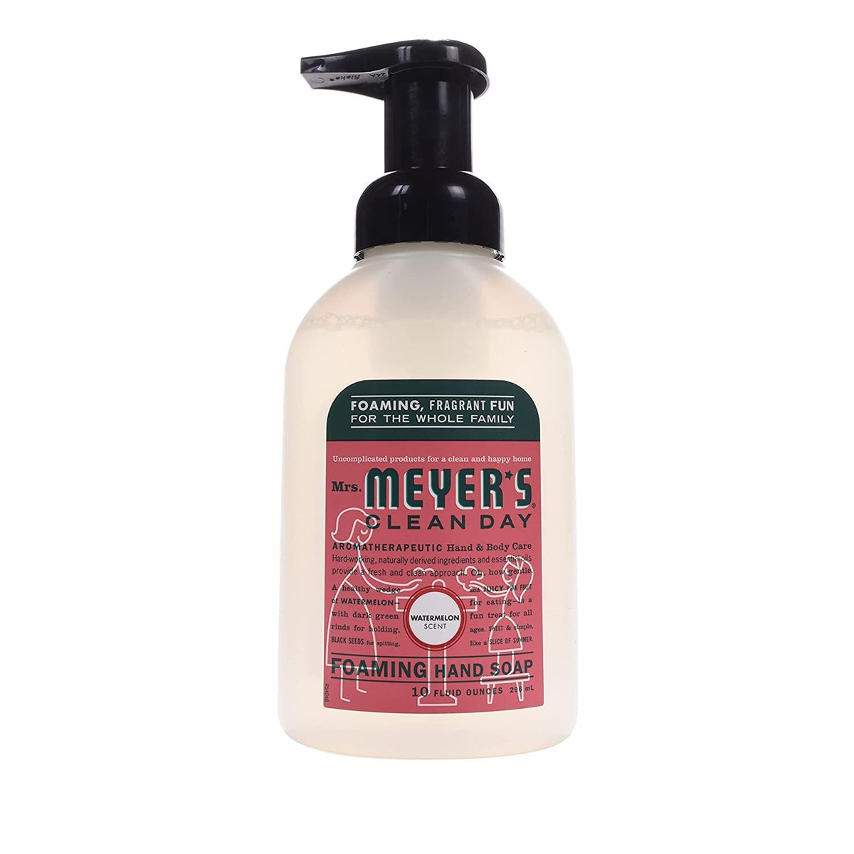 Mrs. MEYER'S foamy texture on hand illustrating gentle, non-drying cleanse