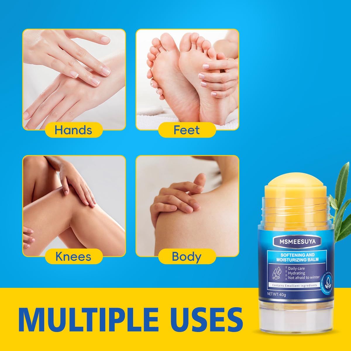 MSMEESUYA applied before bed inside sock showing overnight softening benefit