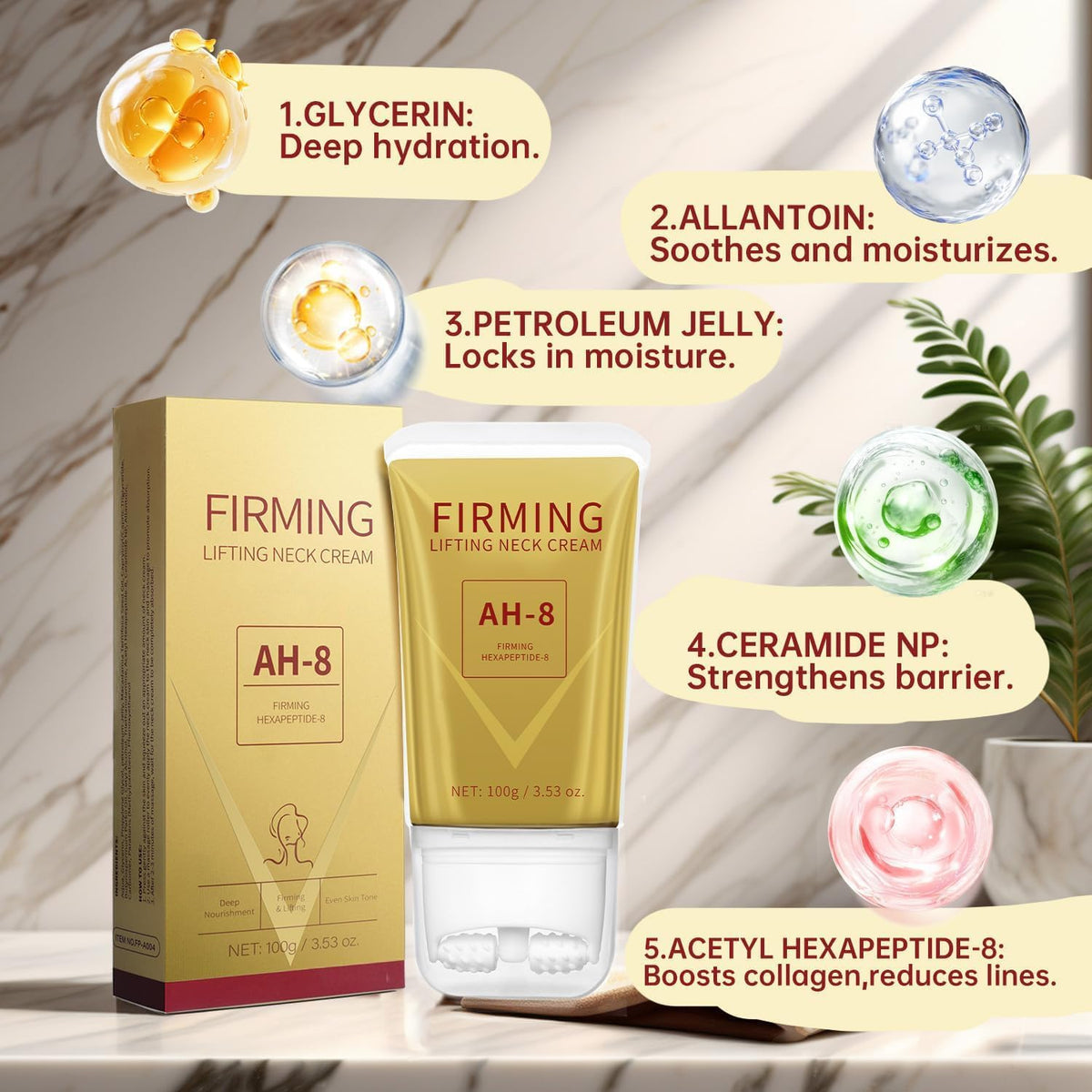 Mtmult AH-8 label and ingredient panel highlighting key firming focus