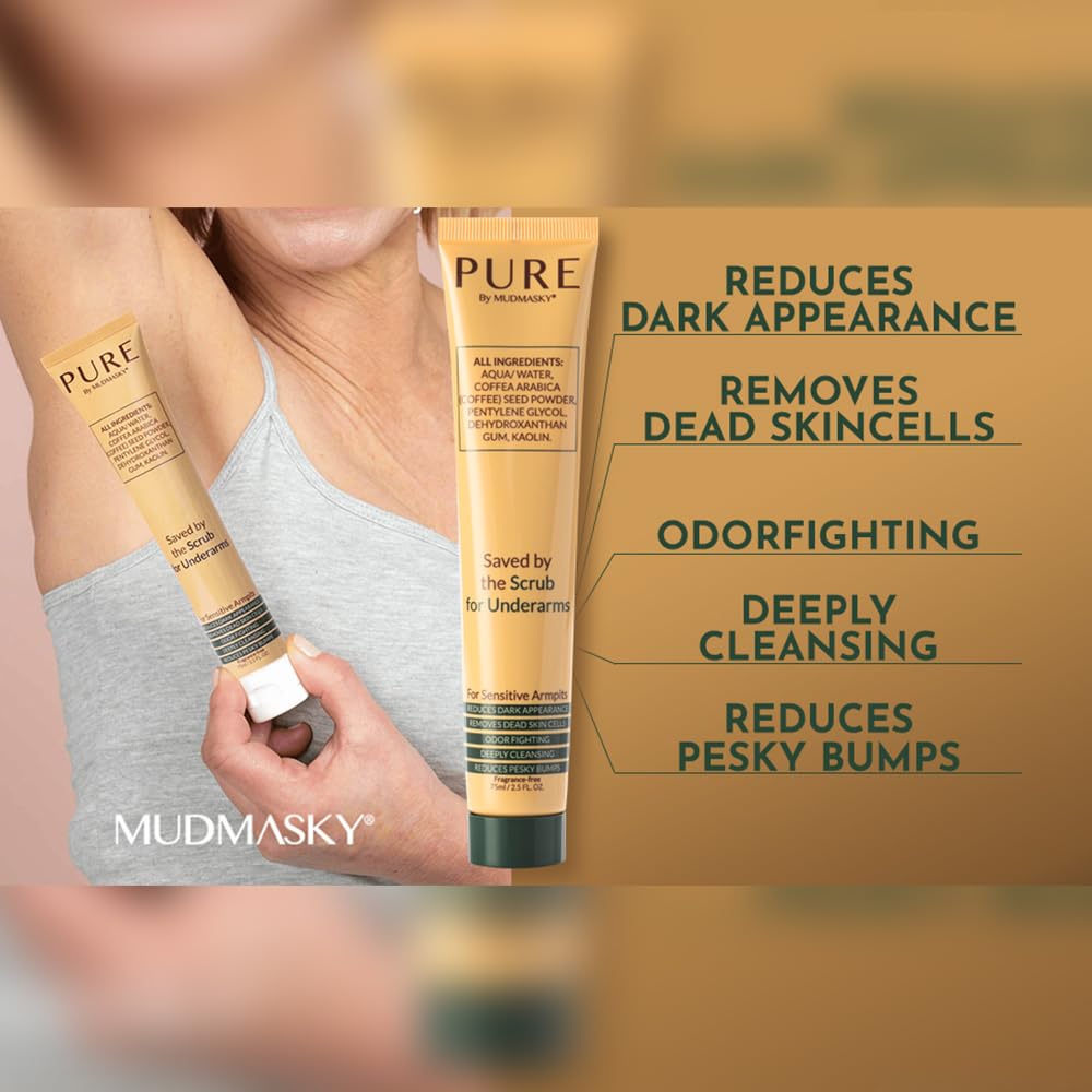 MUDMASKY pure size comparison with ingredients laid out to show minimal formula benefit