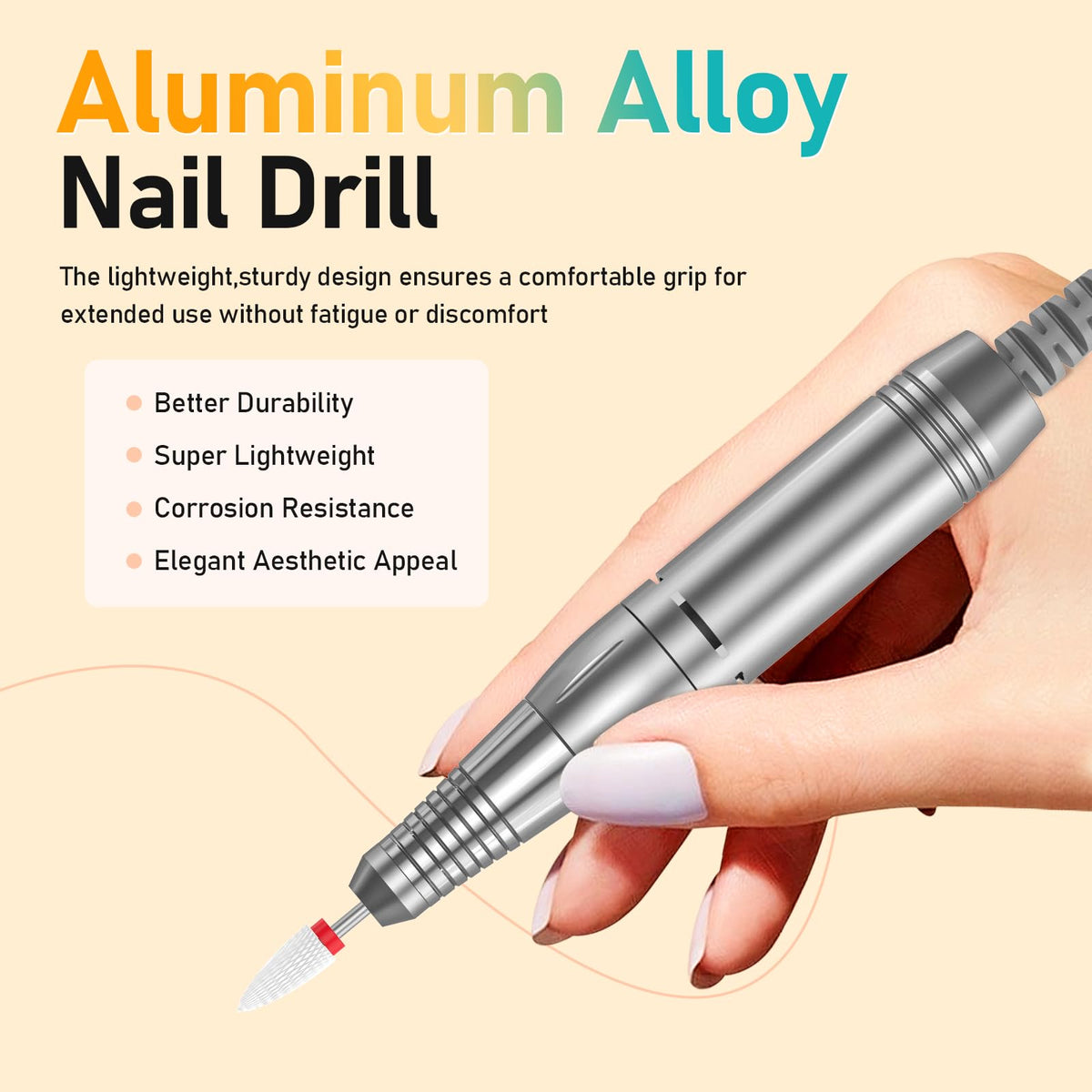 mUGLE handpiece beside a hand to show compact size and travel convenience