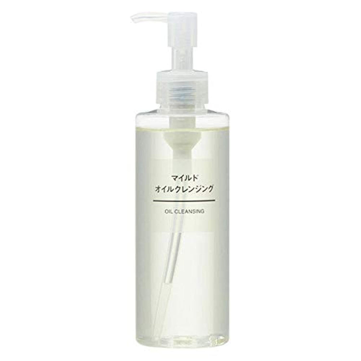 MUJI bottle front view showing label and size, clear packaging benefit