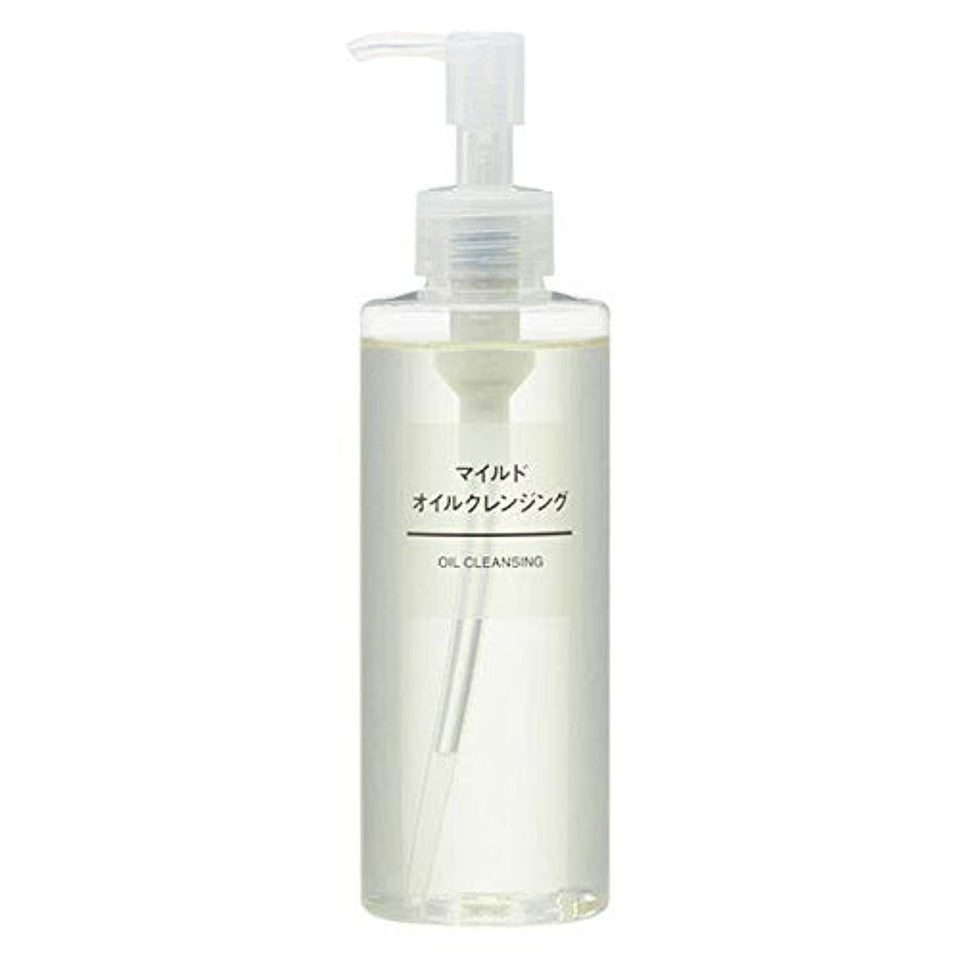 MUJI bottle front view showing label and size, clear packaging benefit