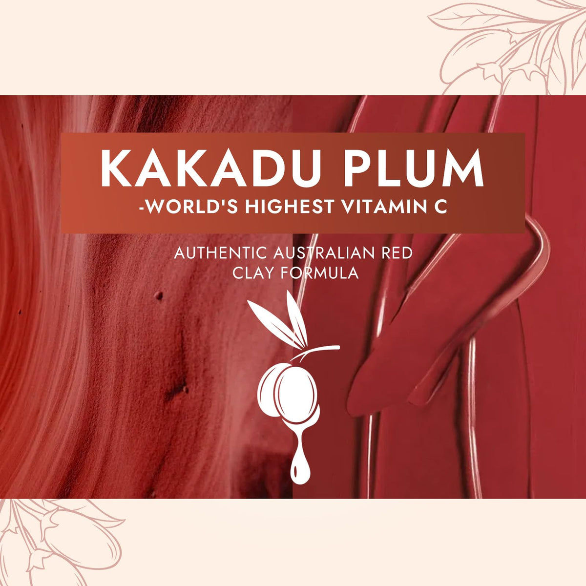 Model wearing Mujruko red clay mask demonstrating coverage benefit: comfortable drying finish