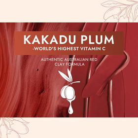 Model wearing Mujruko red clay mask demonstrating coverage benefit: comfortable drying finish