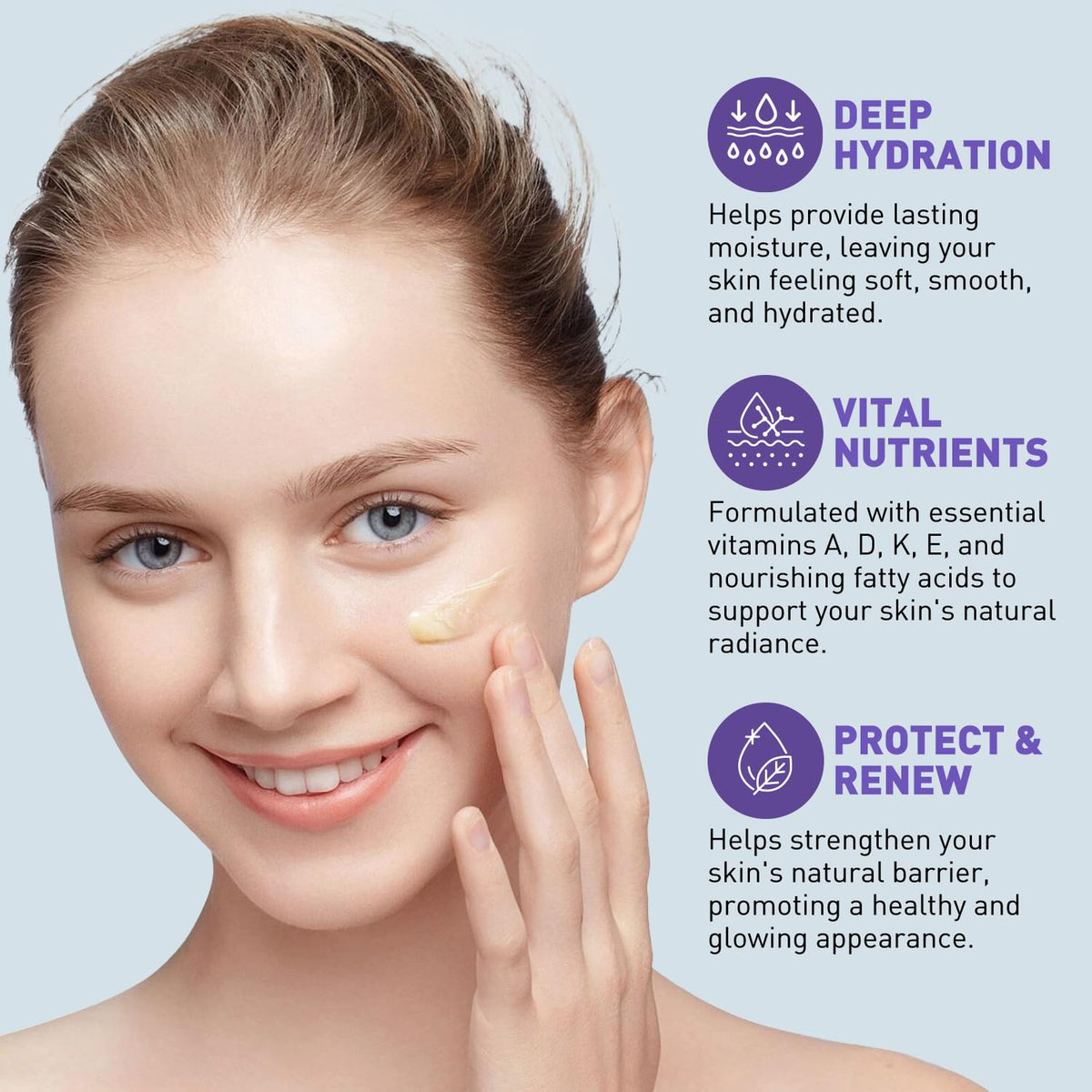 Mulukiss being applied to hand demonstrating instant hydration