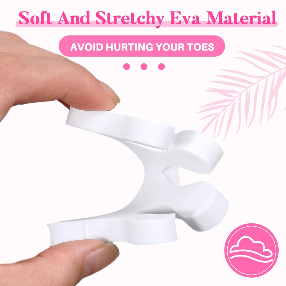 Mumufy separators in use on toes preventing polish smudges during manicure