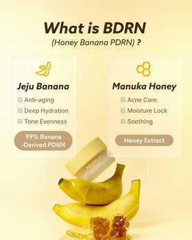 MUMUKI label close-up listing banana-derived PDRN and collagen