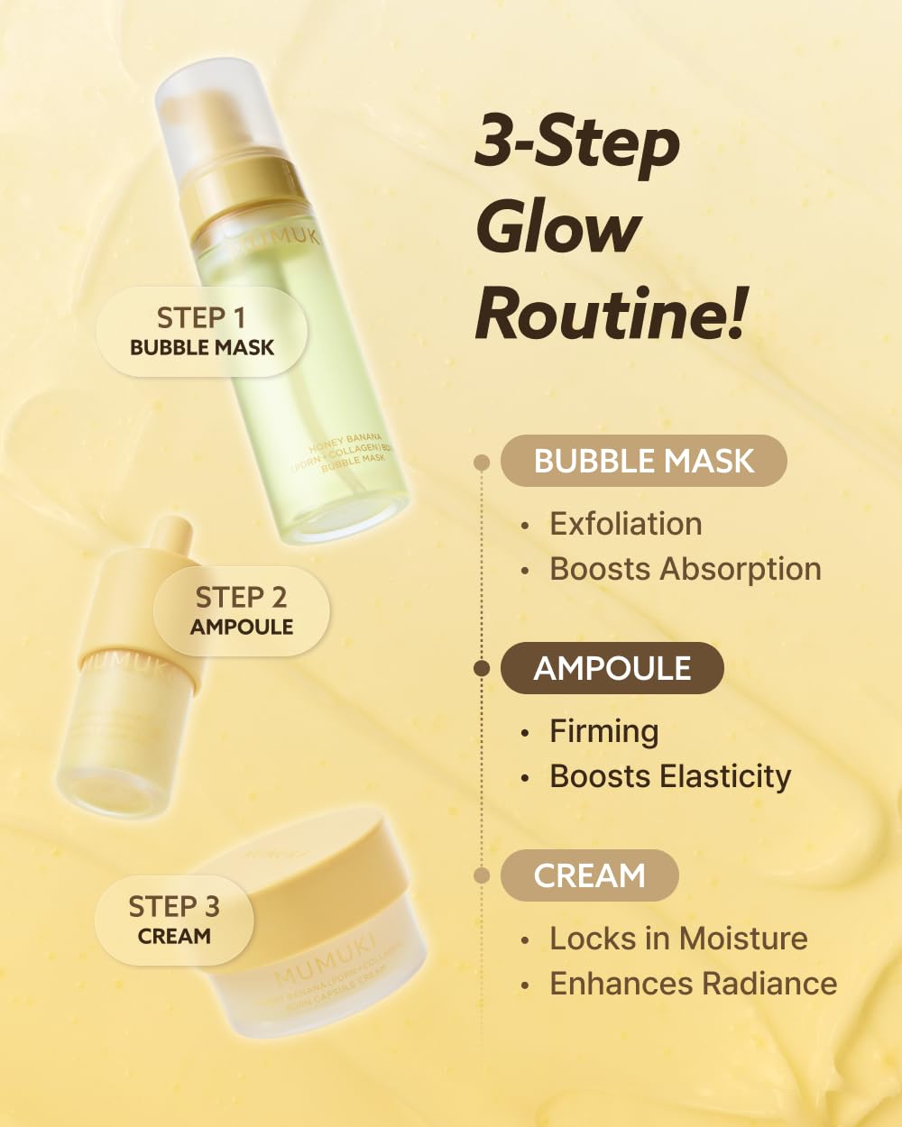 MUMUKI ampoule paired with Bubble Mask illustrating regimen synergy benefit