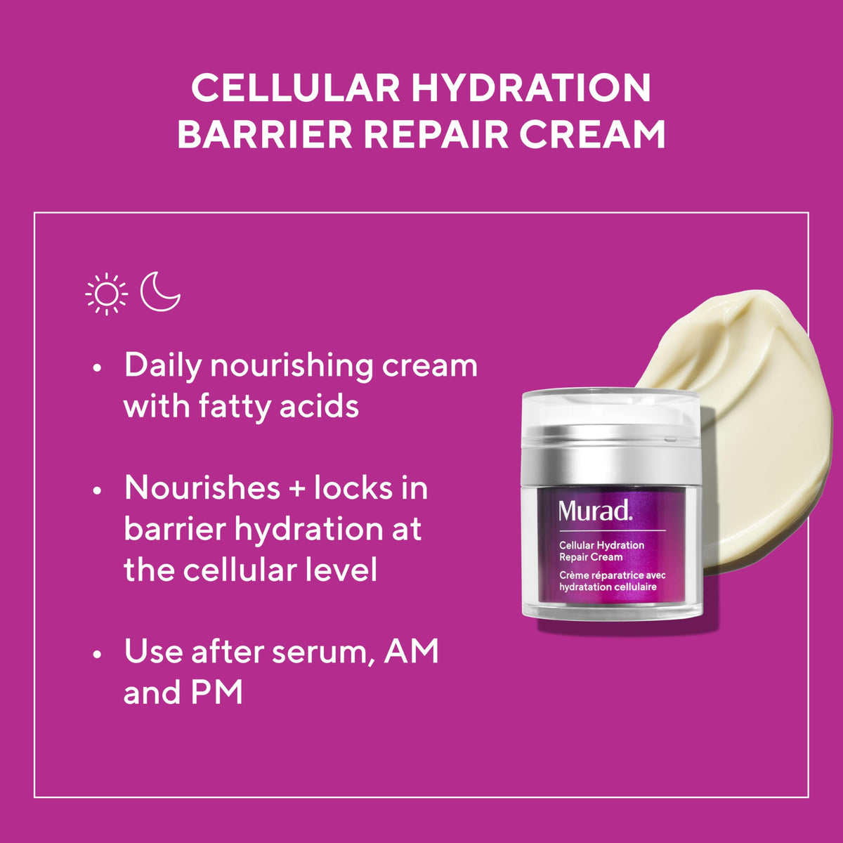 Murad 1.7 oz jar next to common objects to show true size and travel-friendly benefit