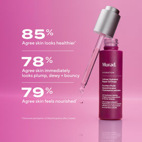 Murad 1 oz bottle beside a coin showing compact travel-friendly size and easy portability