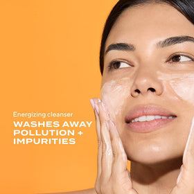 Murad foamy gel texture on hand showing gentle lather and comfortable cleansing
