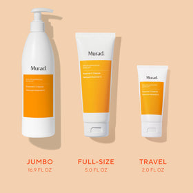 Murad cleanser staged with serums showing routine compatibility benefit