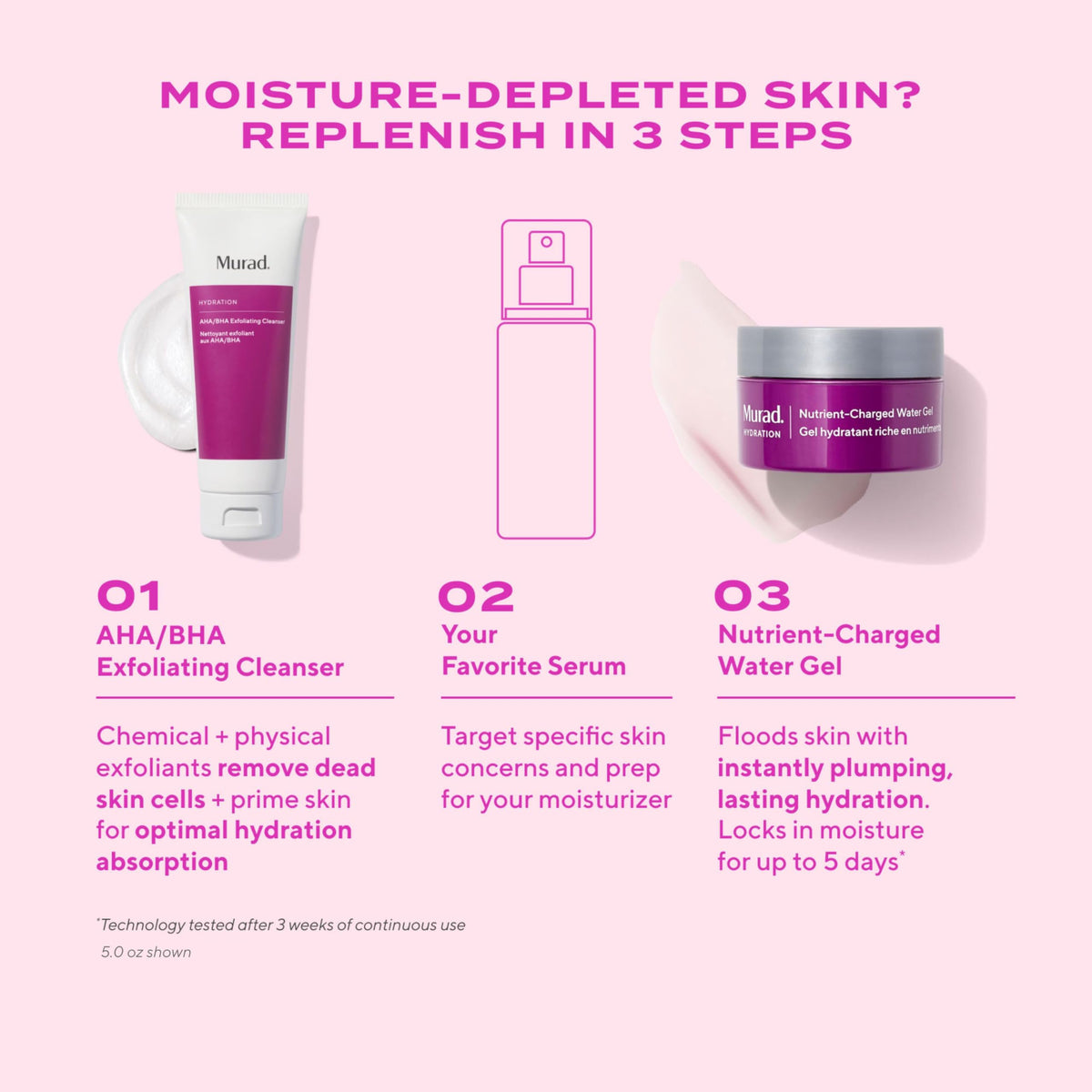 Murad exfoliating cleanser bottle staged on bathroom counter for daily routine ease