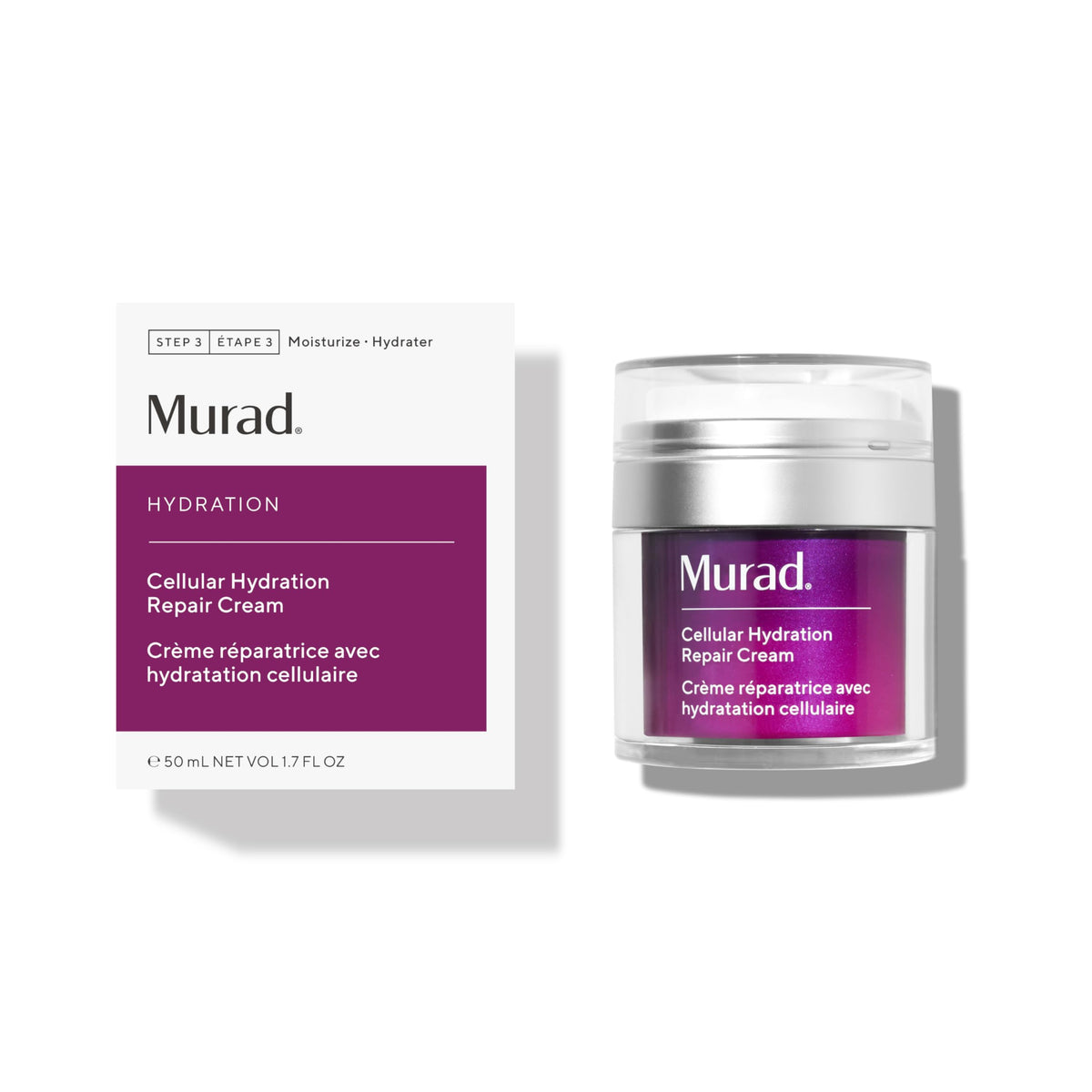 Murad front packaging of Cellular Hydration Barrier Repair Cream showing brand and jar benefit