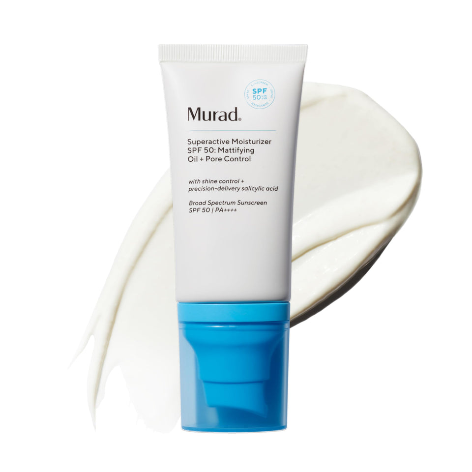 Murad front packaging showing SPF 50 and mattifying benefits for daily protection
