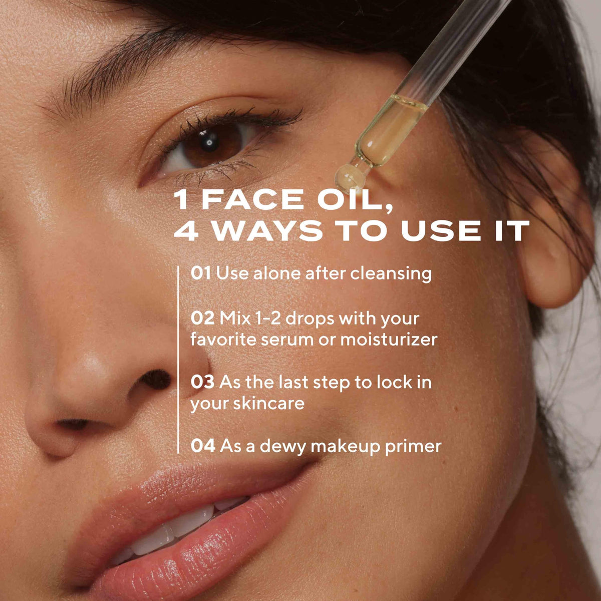 Murad oil mixed with serum on palm to show blending and layering benefit for added glow