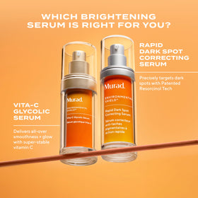 Murad bottle on bathroom vanity with towel, lifestyle shot showing daily routine benefit
