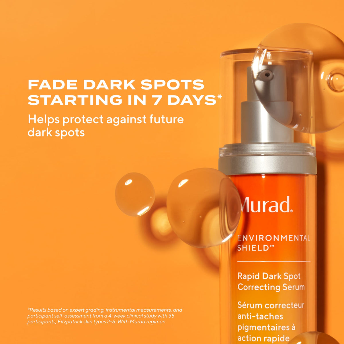 Murad serum texture on fingertip, shows lightweight finish and quick absorption benefit