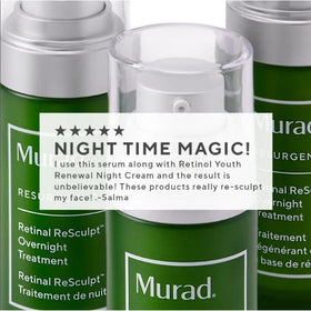 Murad product label and ingredient panel, communicates clean formulation benefit